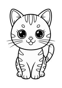 Cute Cat Coloring Page for Kids